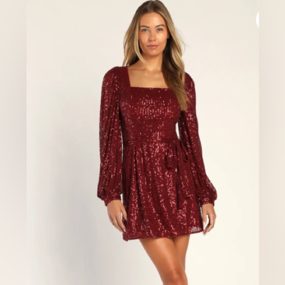 Lulu's Burgundy Sequin Dress